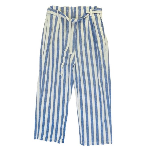 J. Crew Linen Cotton High Rise Paper Bag Cropped Pants